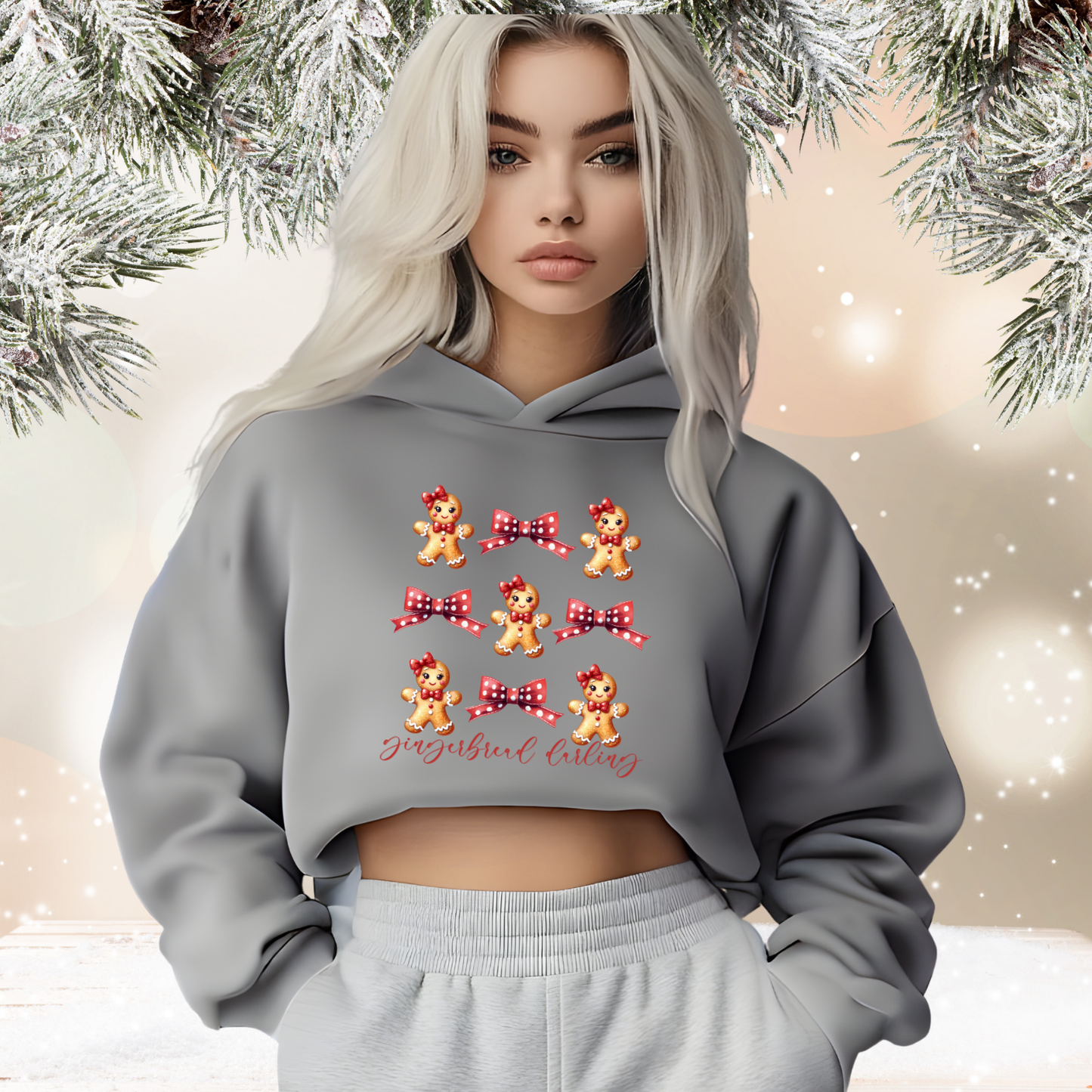 Gingerbread Darling Crop Hoodie