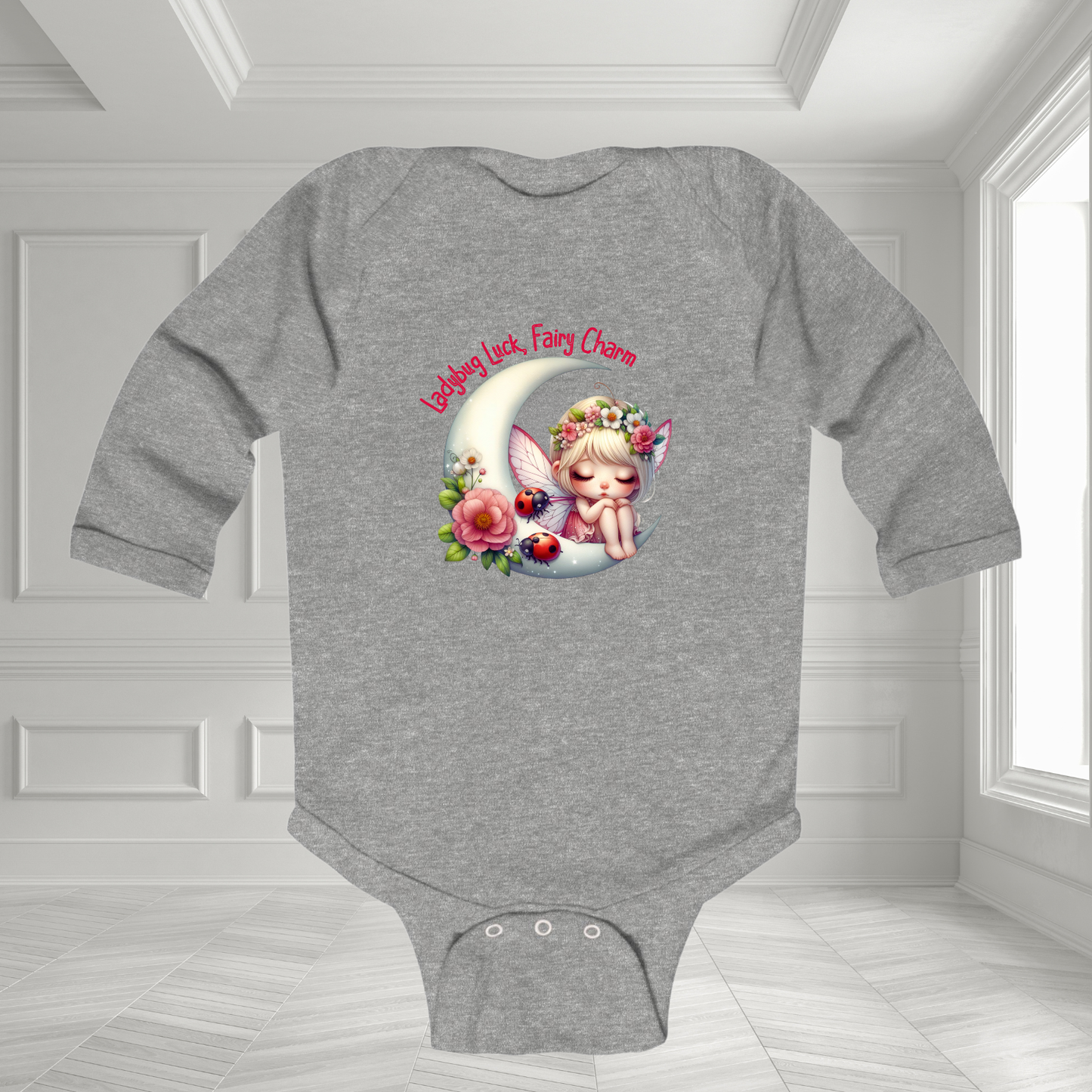 Ladybug Luck, Fairy Charm Infant Long Sleeve Onesie
