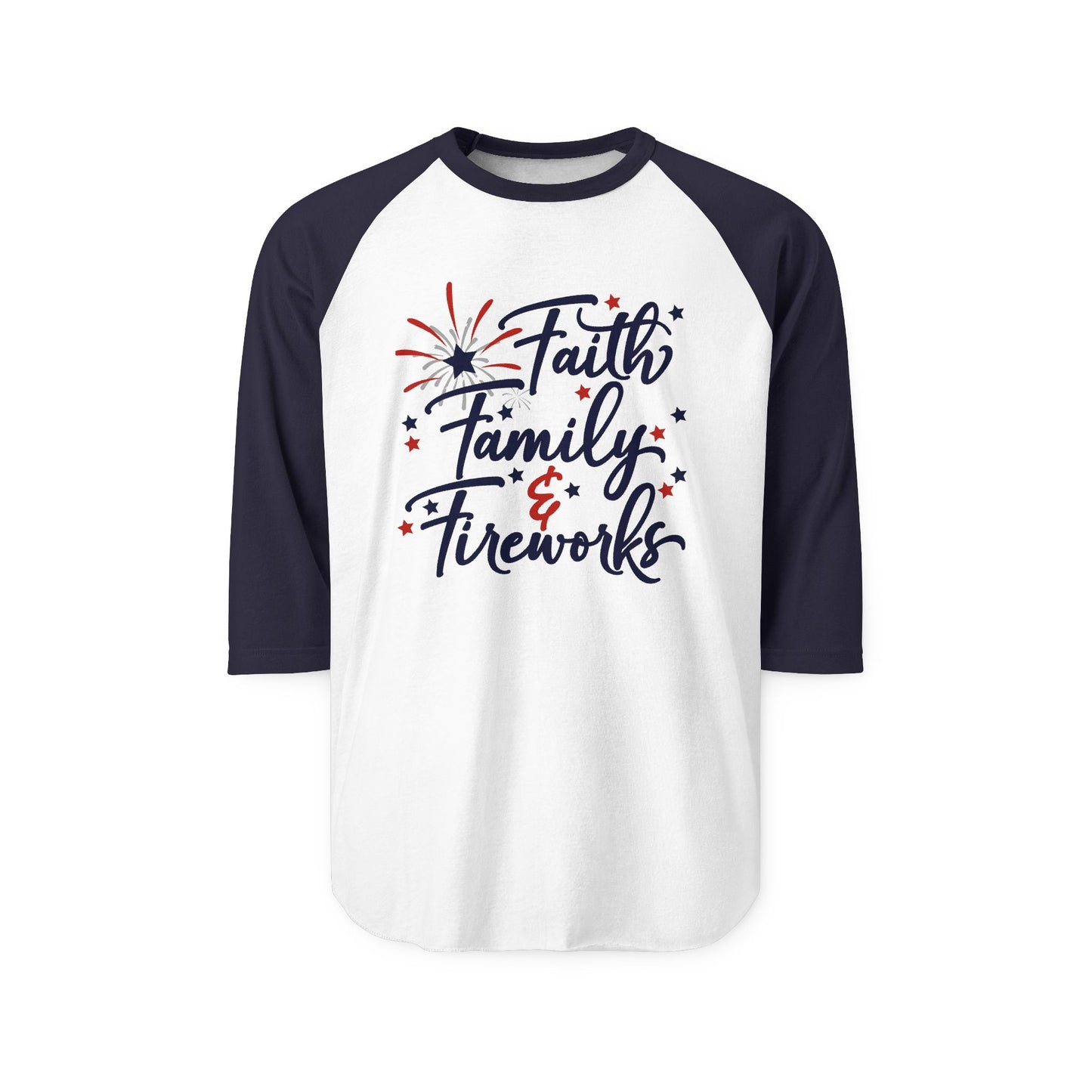 Faith Family Fireworks Baseball Tee