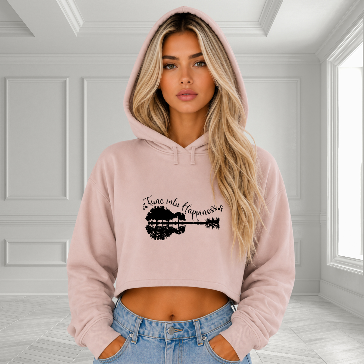 Tune Into Happiness Crop Hoodie