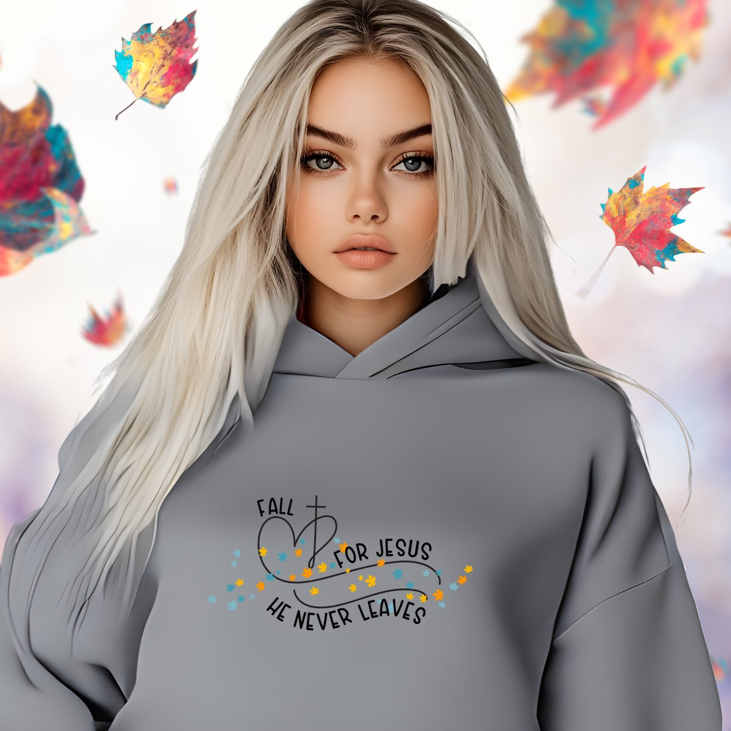 Fall for Jesus, He Never Leaves Crop Hoodie