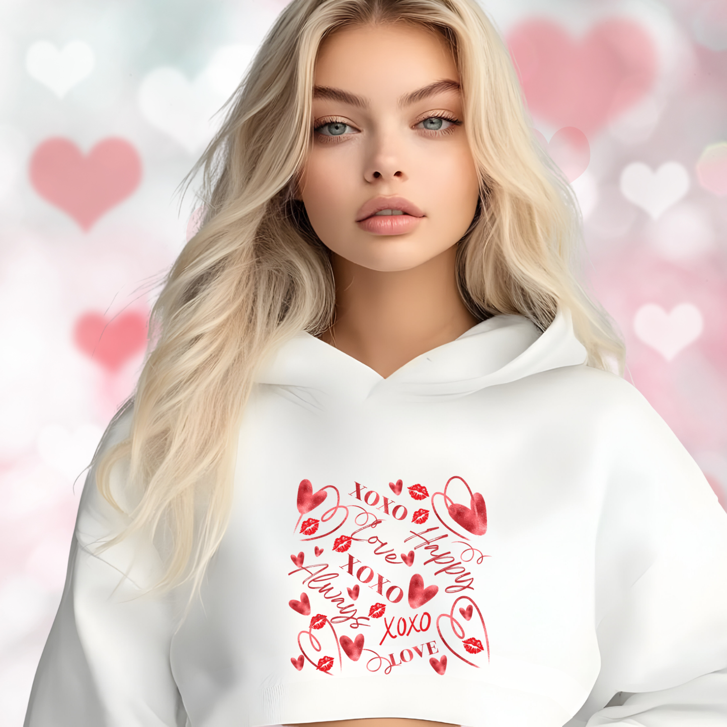 Valentine Word Art Crop Hoodie