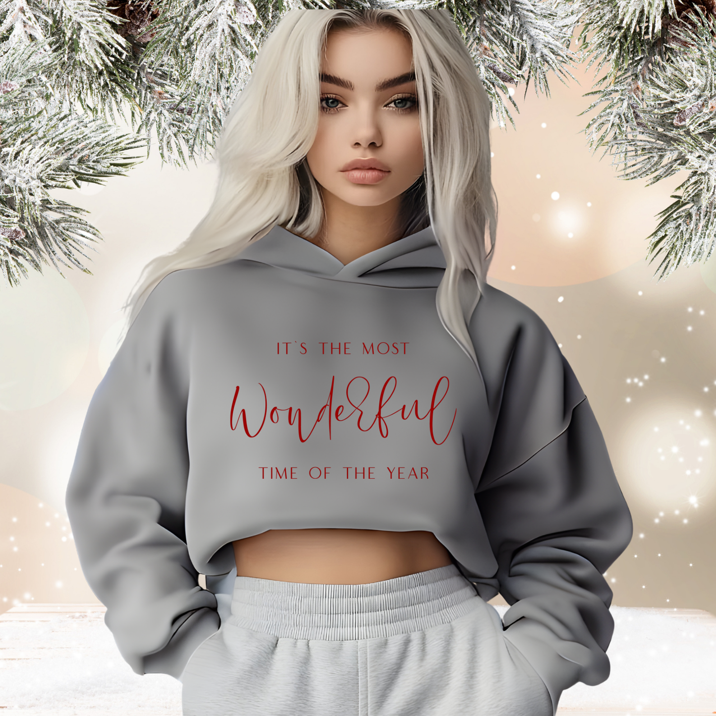 Most Wonderful Time Of The Year Crop Hoodie