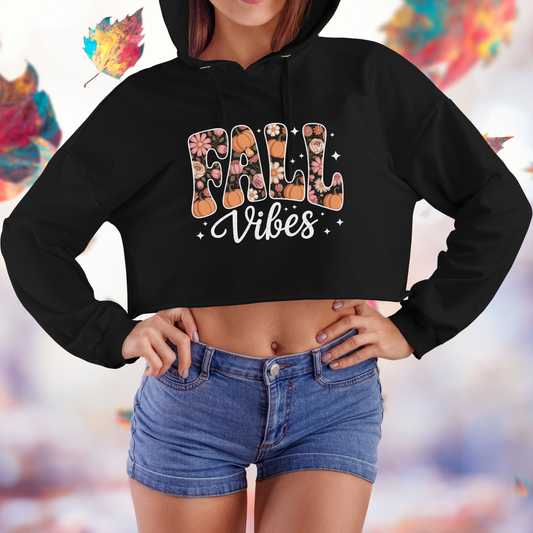 Fall Vibes Floral Crop Hoodie