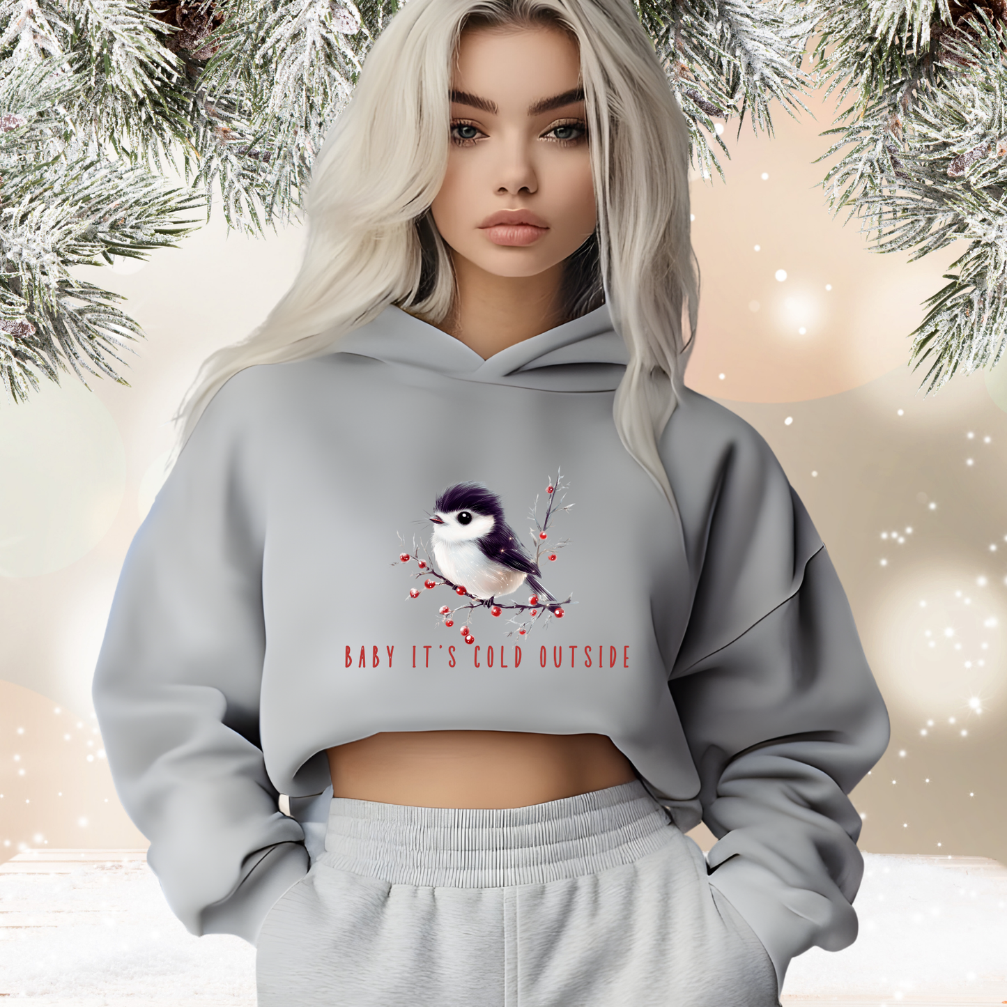 Baby It’s Cold Outside Crop Hoodie