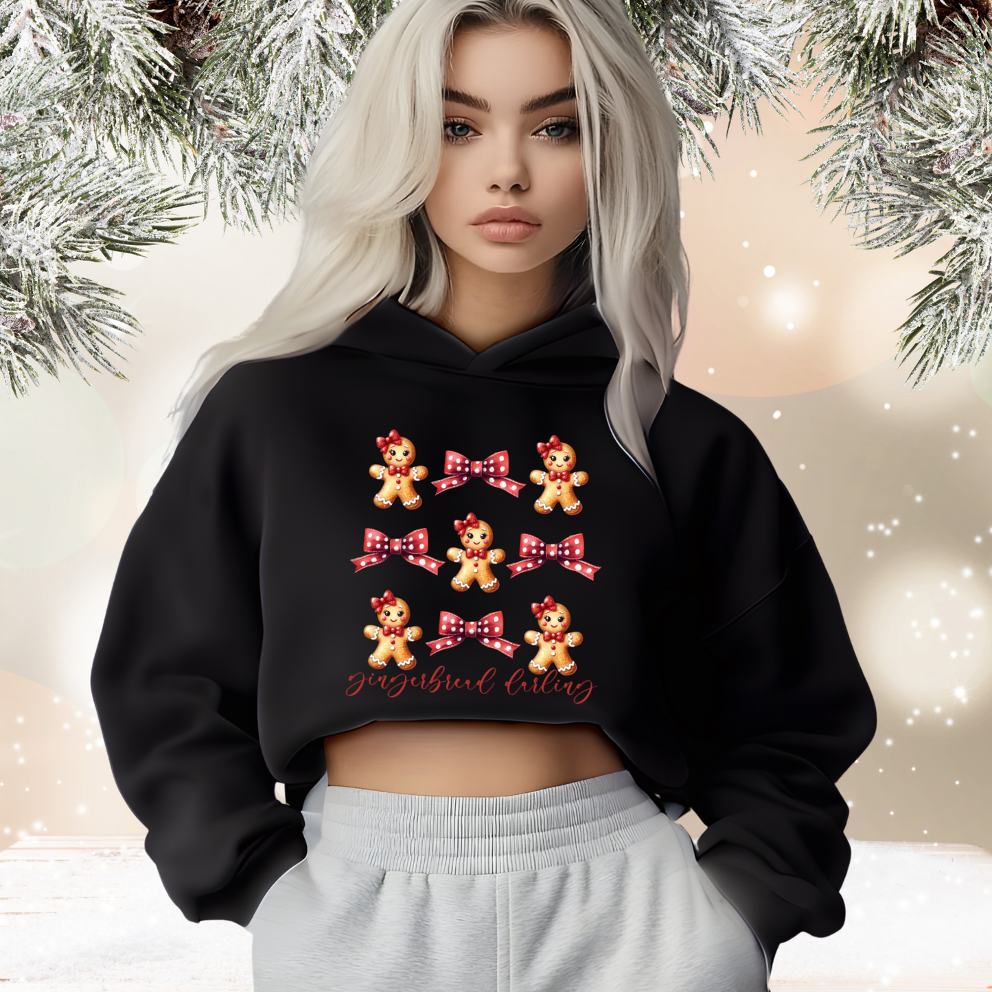 Gingerbread Darling Crop Hoodie