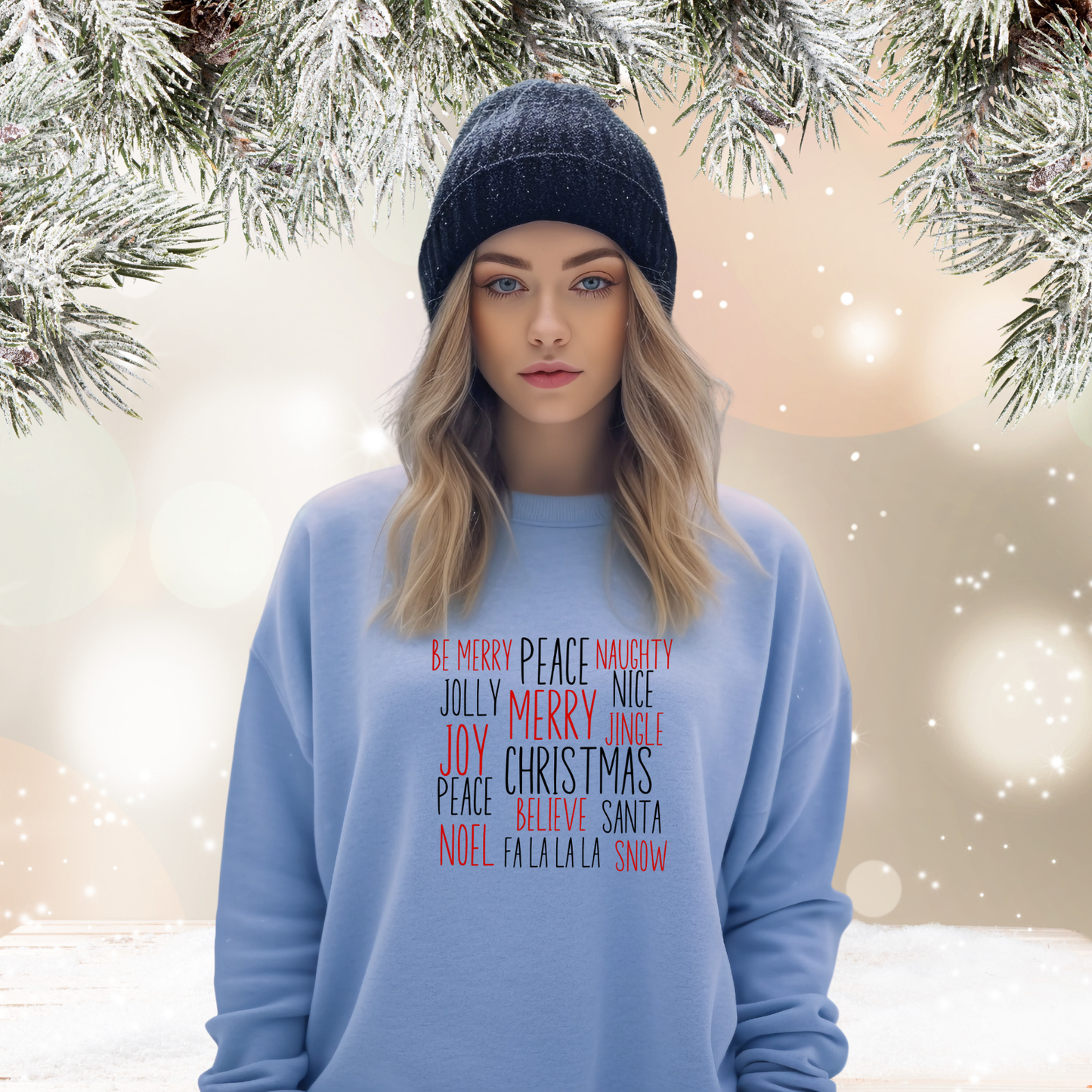 Festive Holiday Words Crewneck Sweatshirt