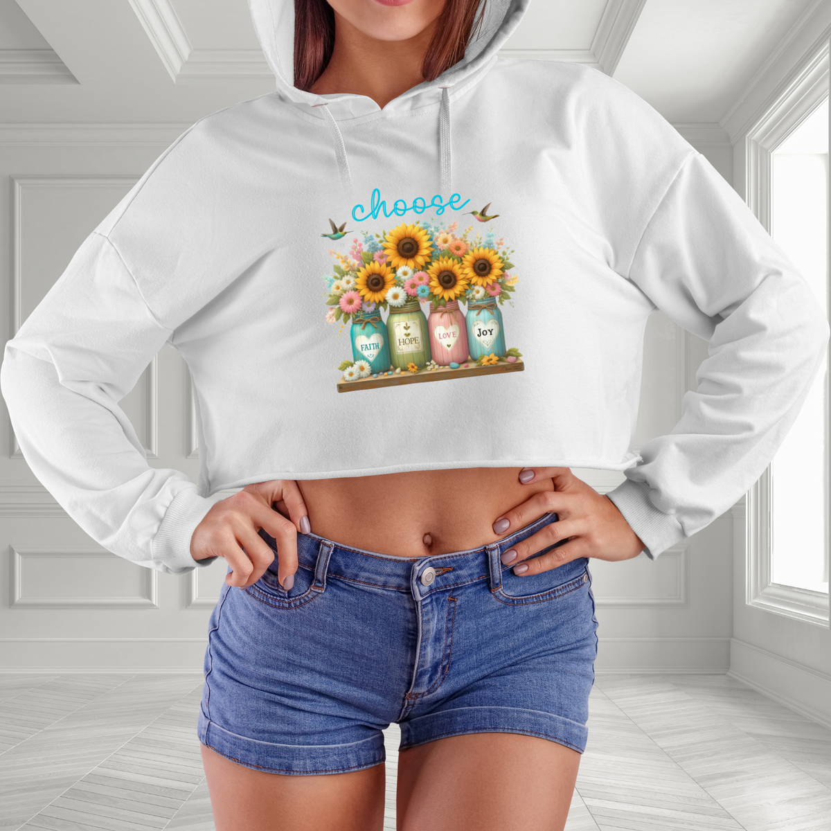 Choose Faith, Hope, Love, Joy Crop Hoodie