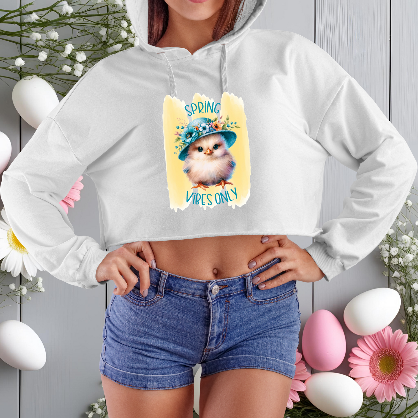 Spring Vibes Only Crop Hoodie