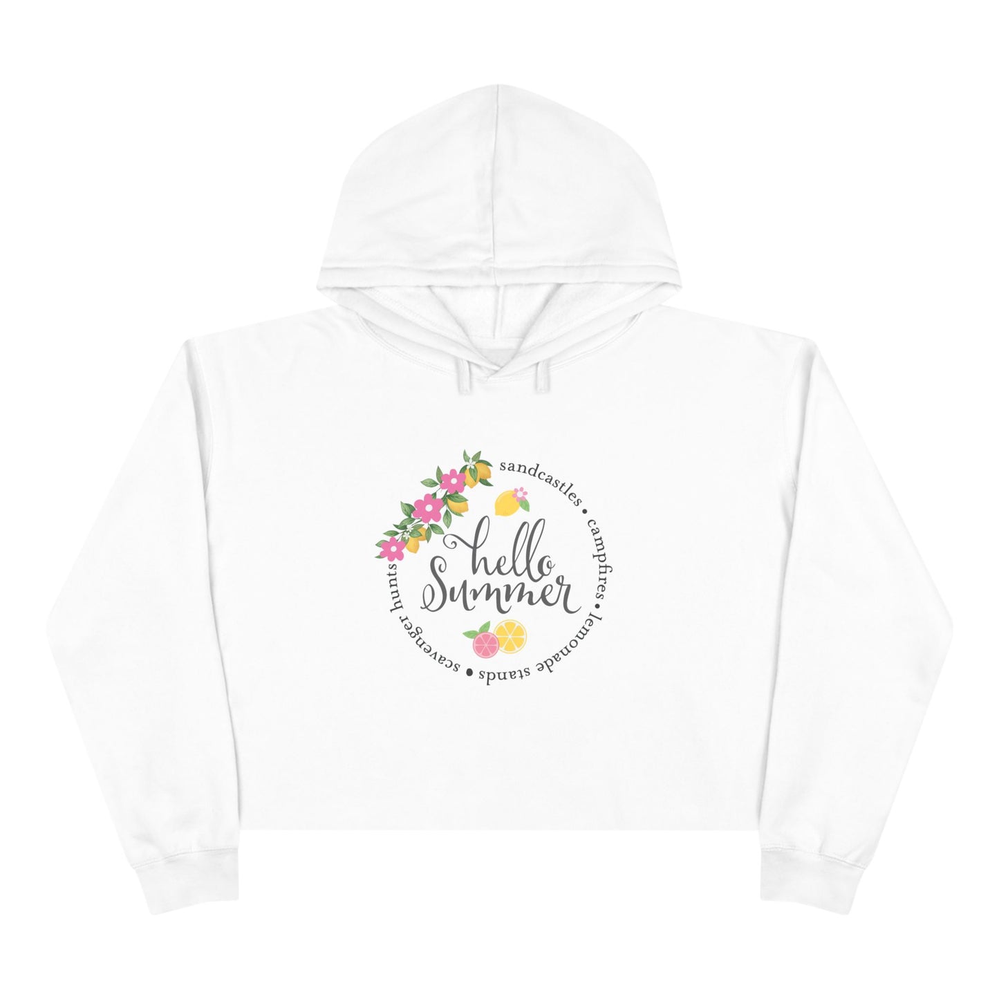 Hello Summer Sandcastles Crop Hoodie