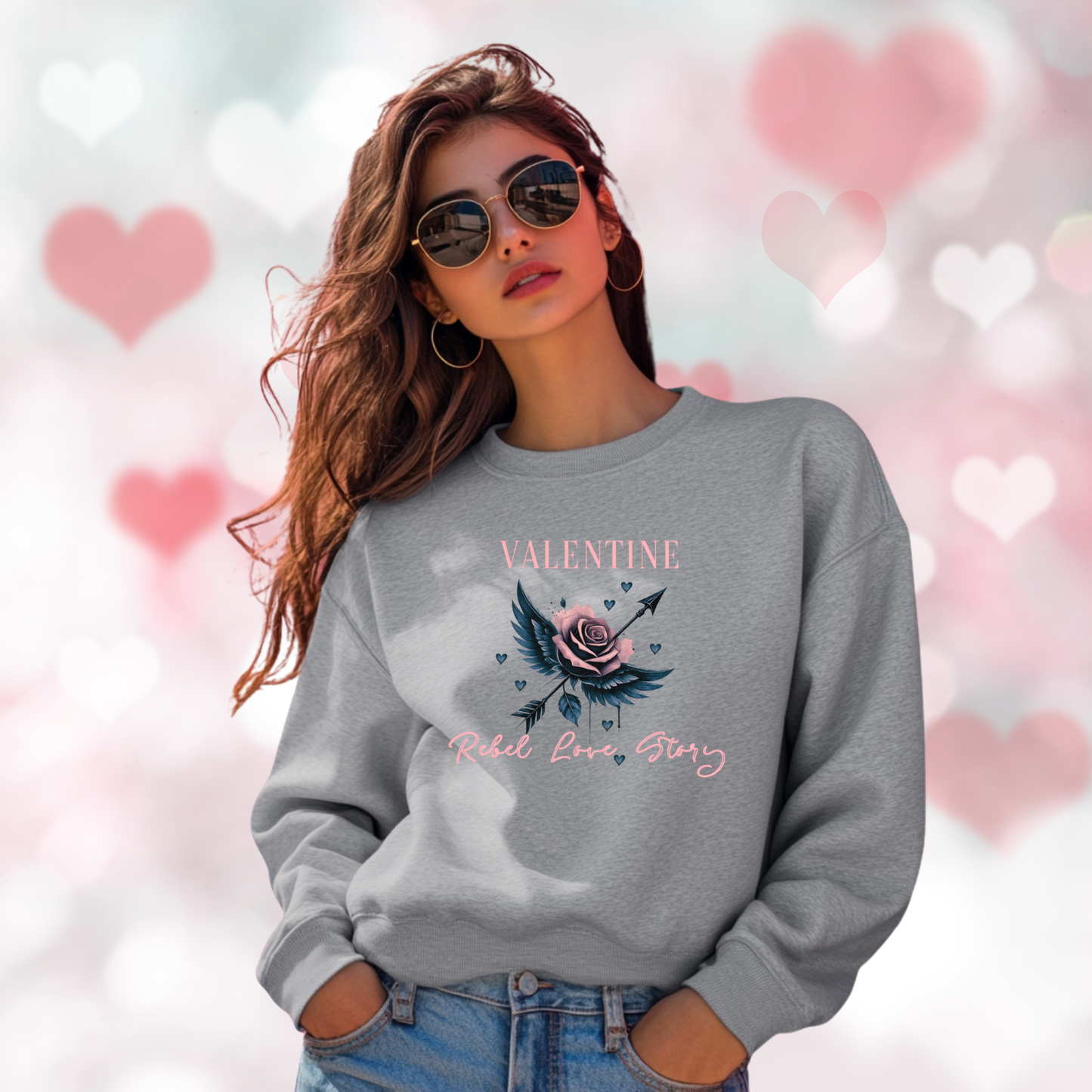Valentine Rebel LoveCrewneck Sweatshirt