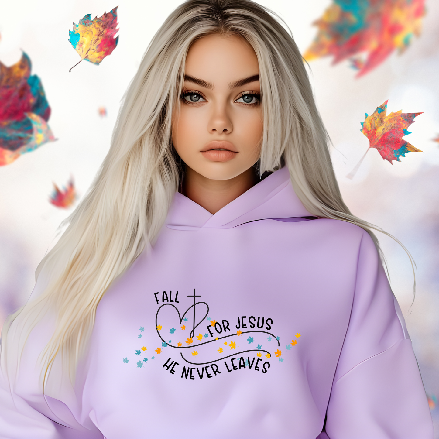 Fall for Jesus, He Never Leaves Crop Hoodie