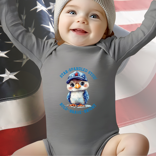 Star-Spangled Stud Infant Long Sleeve Onesie