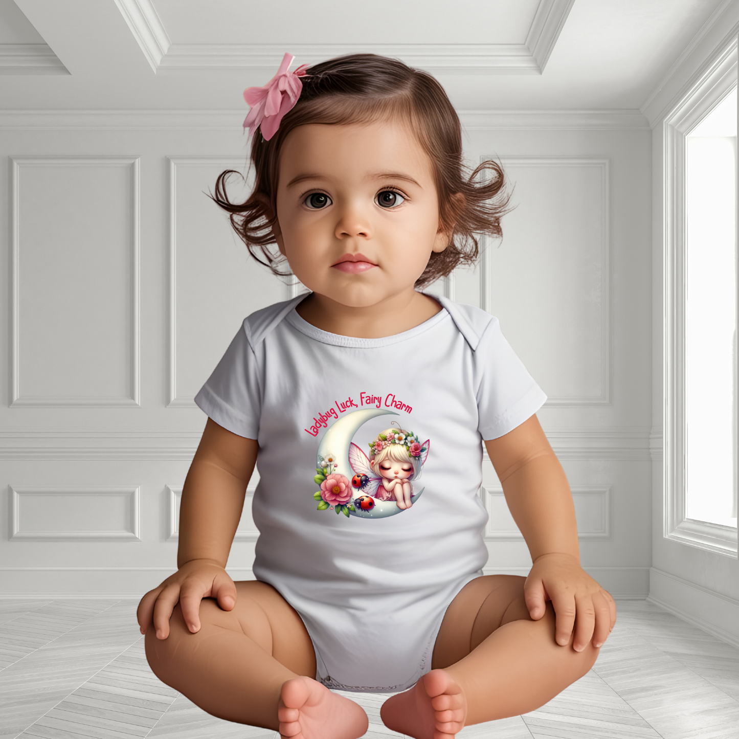 Ladybug Luck, Fairy Charm Infant Short Sleeve Onesie