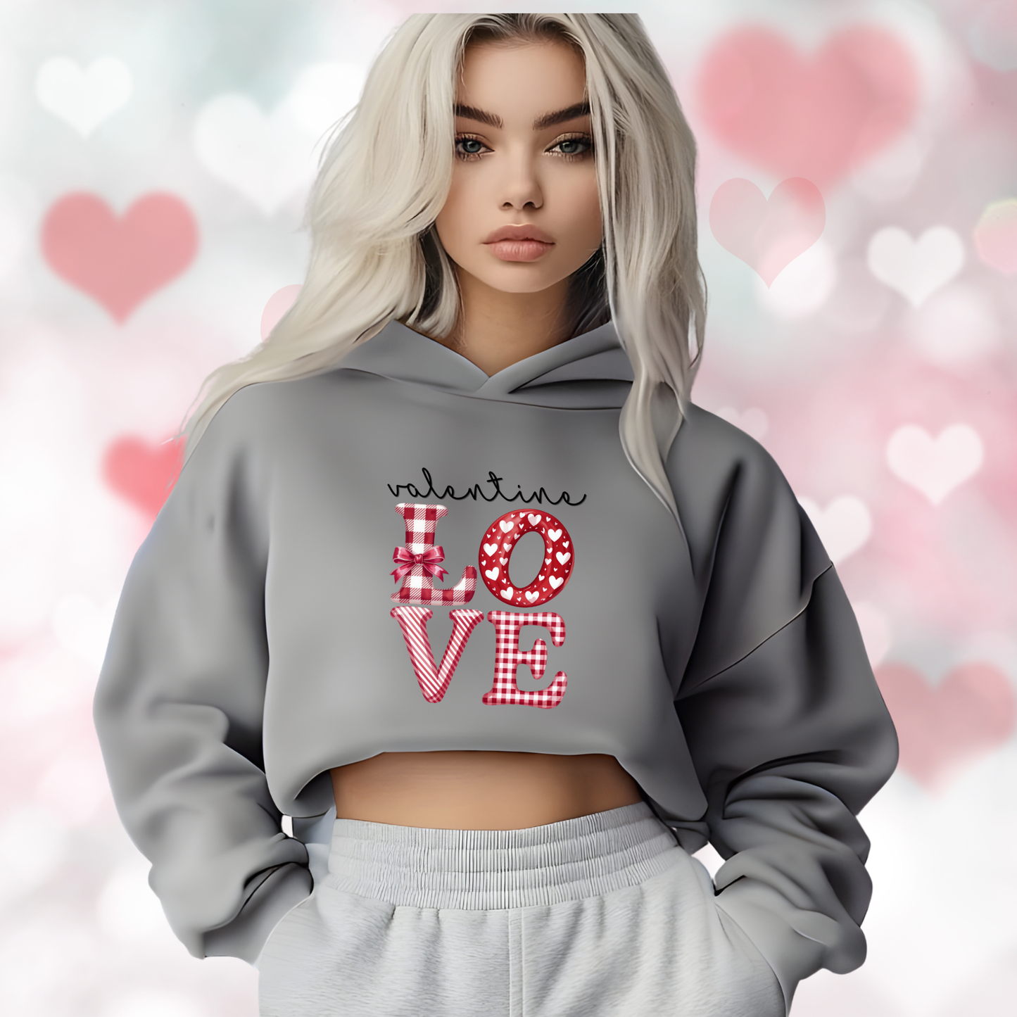 Valentine Love Crop Hoodie