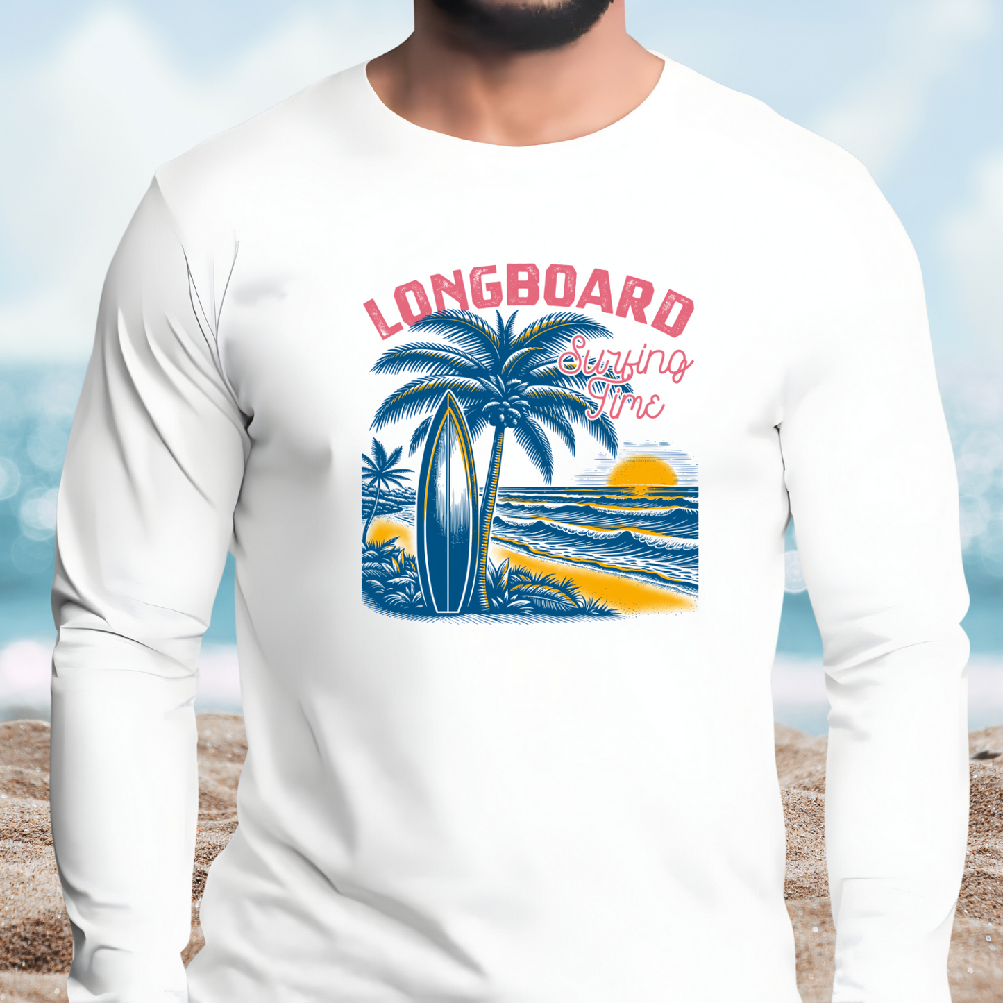 Longboard Surfing Long Sleeve Tee